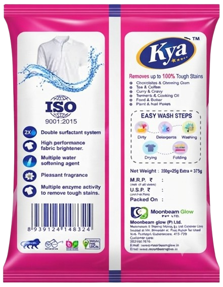 375g Pink Detergent Powder Back